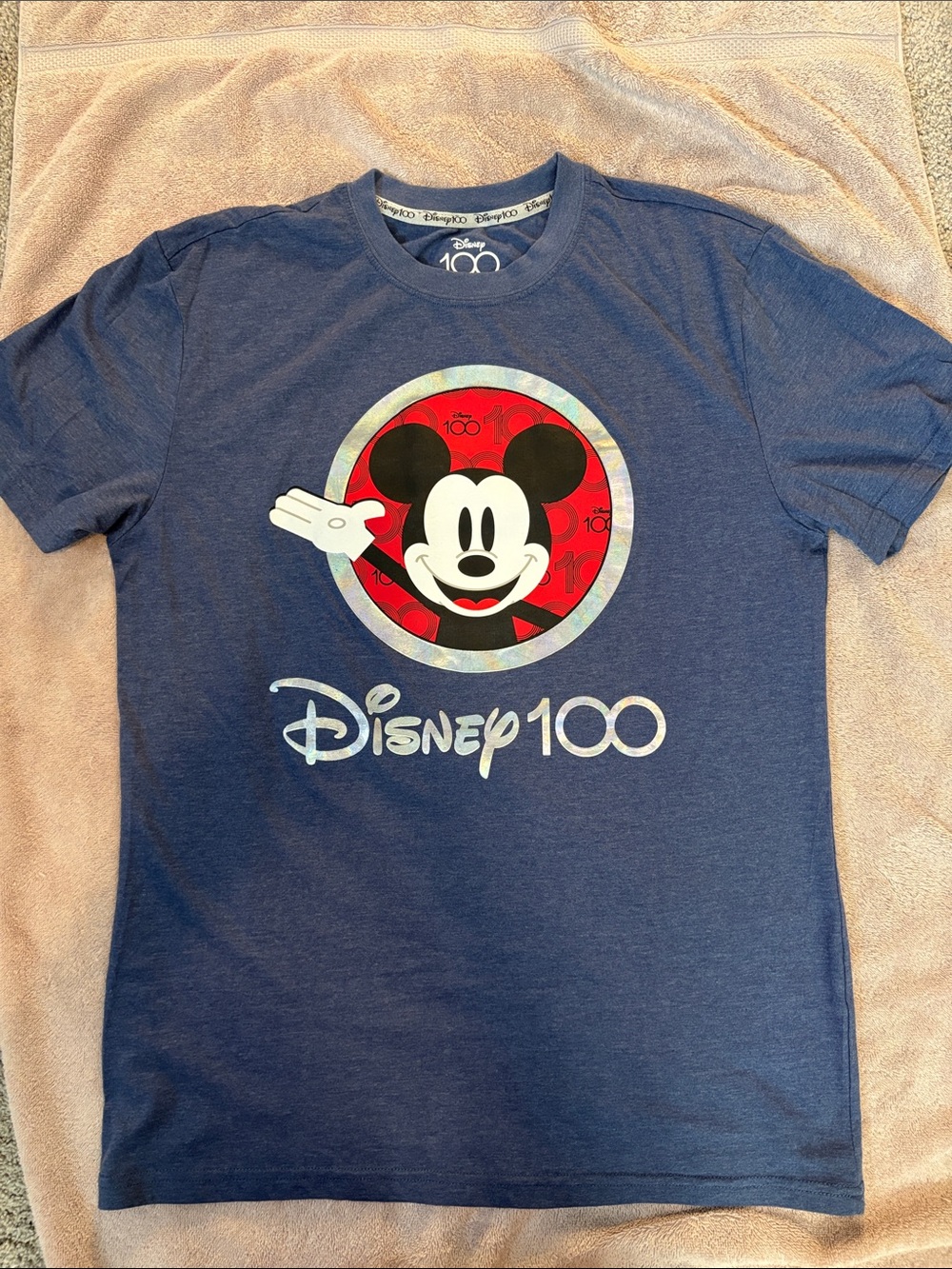 Disney Navy Blue Mickey 100 Anniversary Graphic Tee - Size M - Picture 8 of 8